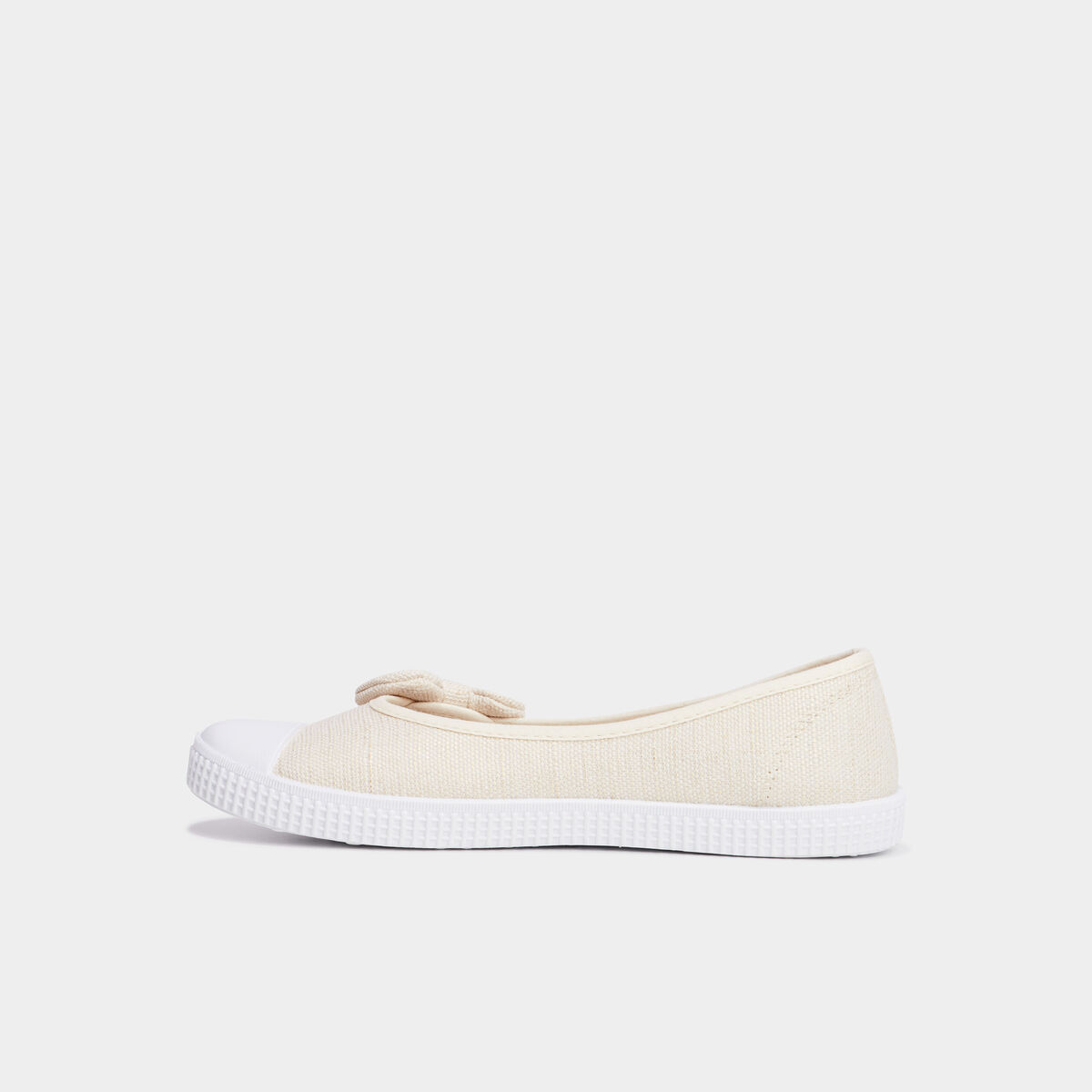 Ballerines en toile avec noeuds sable femme