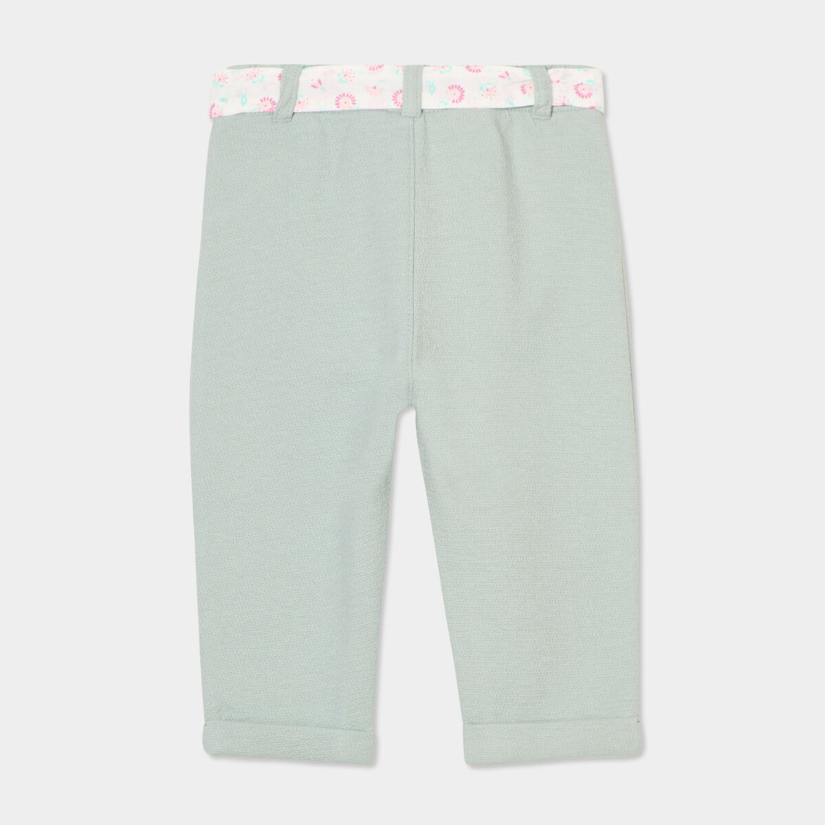 Pantalon cigarette en maille &agrave; ceinture vert pastel b&eacute;b&eacute; fille