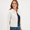 Veste courte boutonn&eacute;e effet bouclette blanc femme