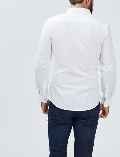 Chemise effet stretch manches longues blanc homme