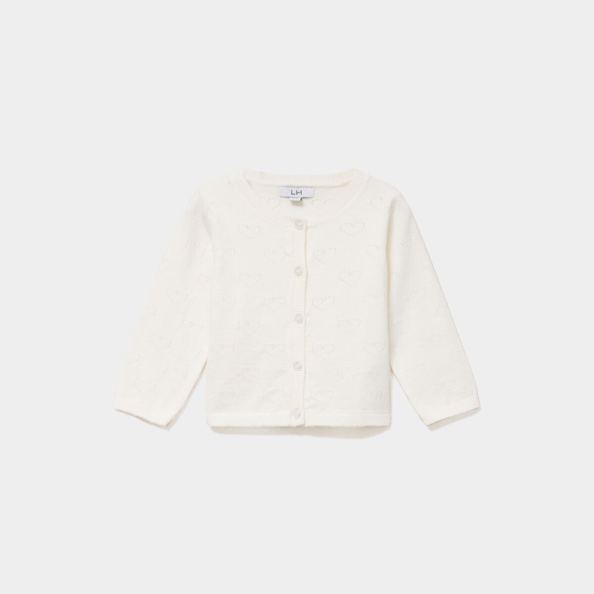 Gilet manches longues boutonn&eacute; blanc b&eacute;b&eacute; fille