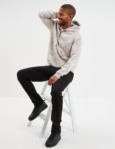 Sweat hoodie à capuche manches longues gris clair homme