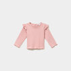 T-shirt c&ocirc;tel&eacute; volants aux &eacute;paules rose poudr&eacute;e b&eacute;b&eacute; fille