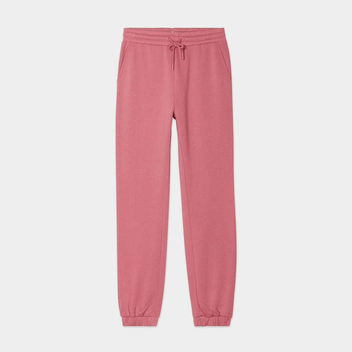 Pantalon jogging droit molleton vieux rose femme