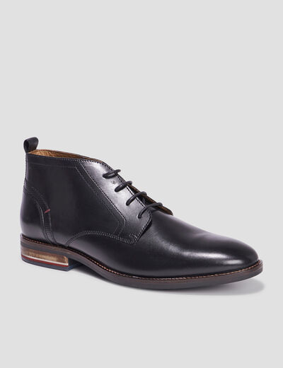 Boots à lacets en cuir noir homme