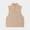 Pull col camionneur sans manches beige femme