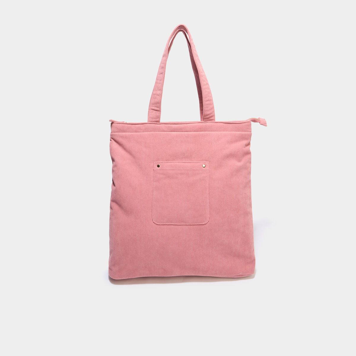 Sac tote bag zipp&eacute; effet velours vieux rose femme