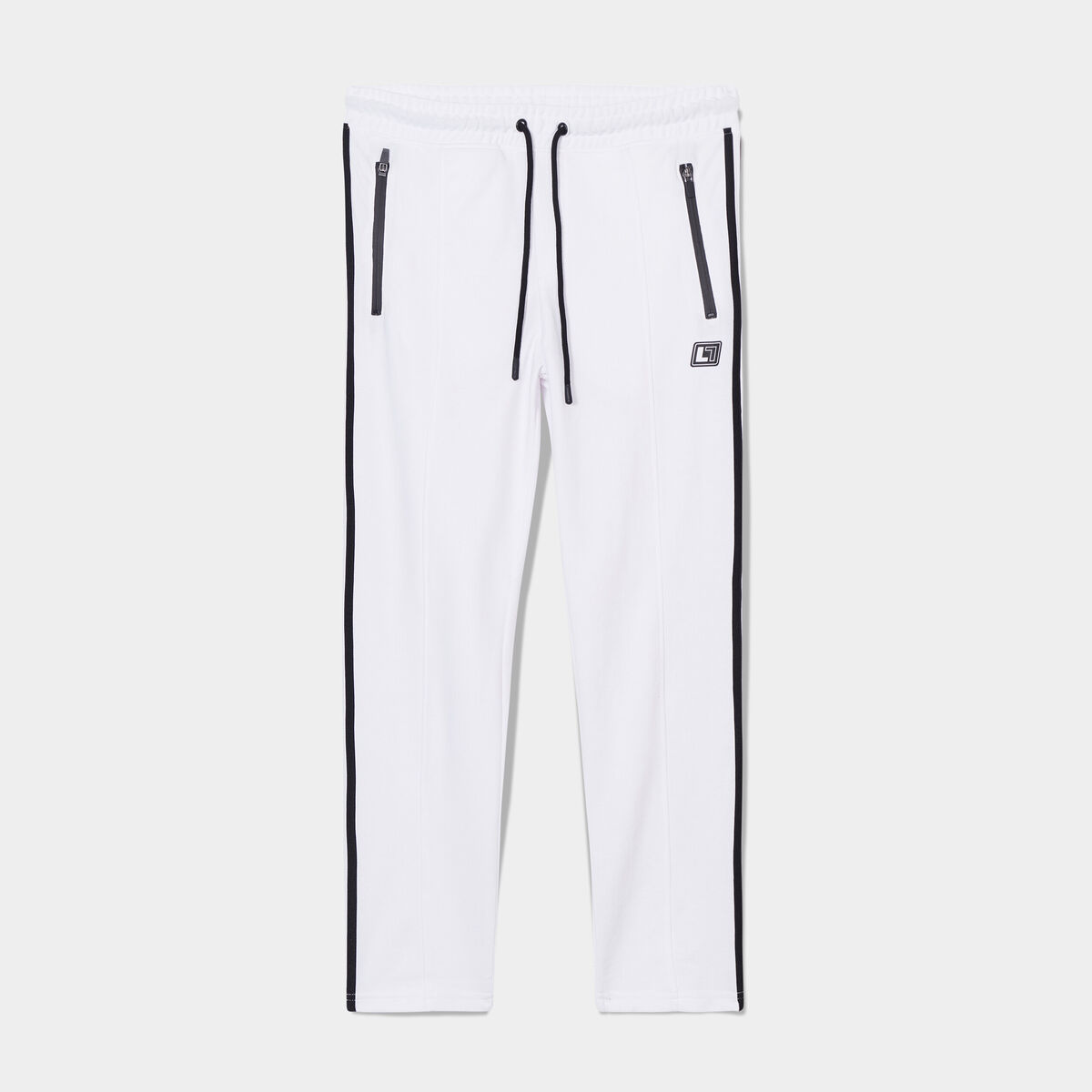 Pantalon de jogging stretch bandes côtés blanc homme