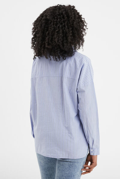 Chemise manches longues coupe droite bleu lavande femme
