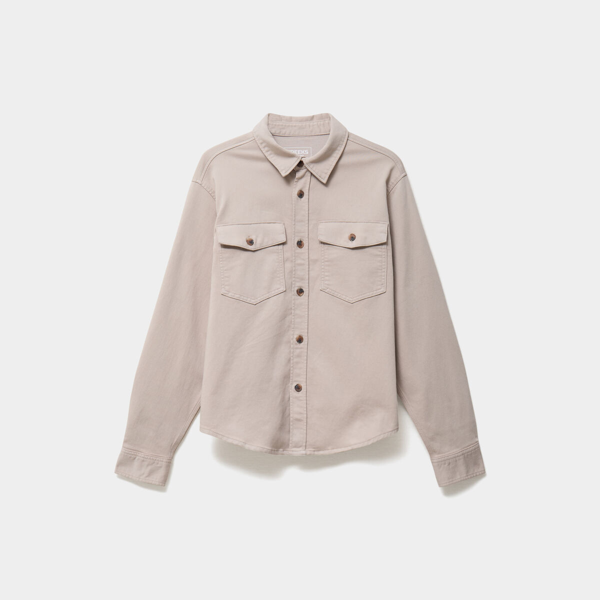Surchemise droite m&eacute;lange coton stretch gris clair homme