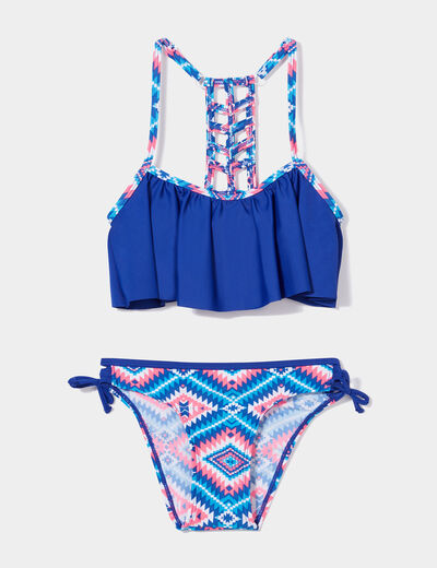 Maillot de bain 2 pièces bleu fille