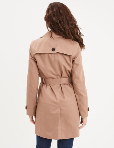 Trench mi-long ceinturé marron femme