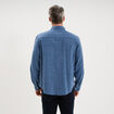 Chemise manches longues lin m&eacute;lang&eacute; bleu homme