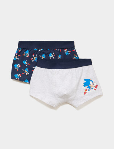 Lot 2 boxers &eacute;lastiqu&eacute;s coton Sonic bleu marine gar&ccedil;on