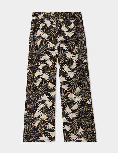 Pantalon large fluide noir femme