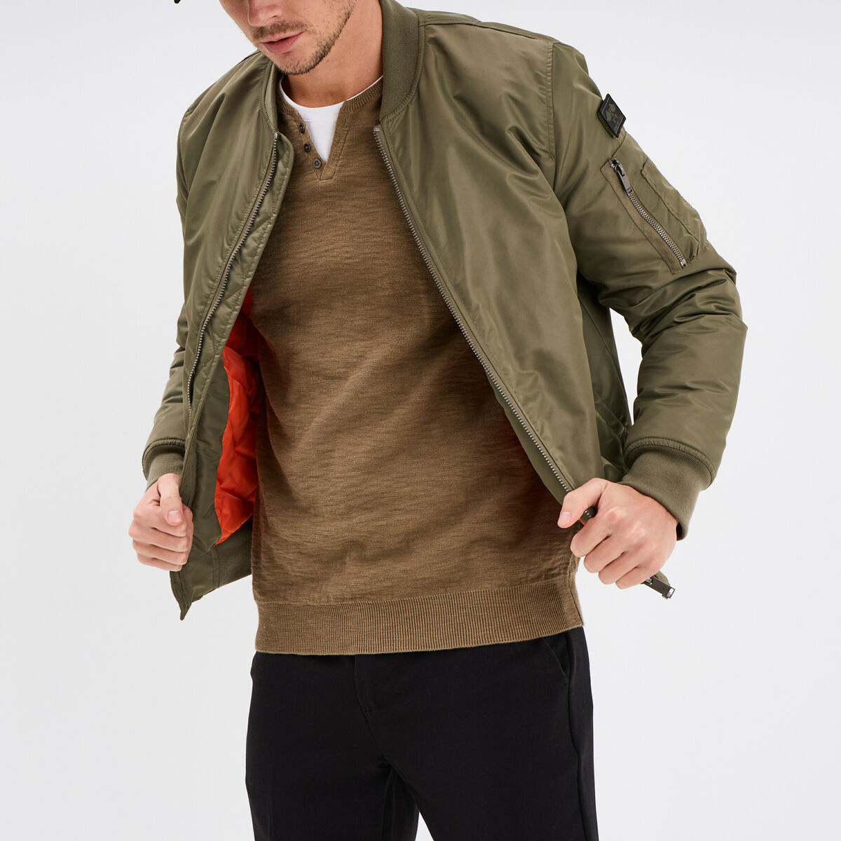 Blouson bomber d&eacute;perlant Liberto vert kaki homme