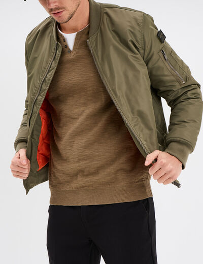 Blouson bomber d&eacute;perlant Liberto vert kaki homme