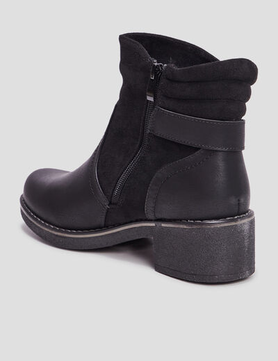 Bottines &agrave; talons pied large noir femme