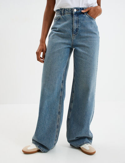 Jeans large coton denim dirty femme