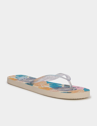 Tongs entredoigts &agrave; paillettes multicolore femme