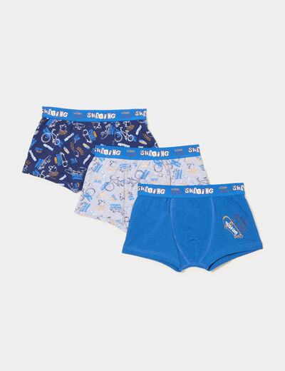 Lot 3 boxers coton bleu garçon