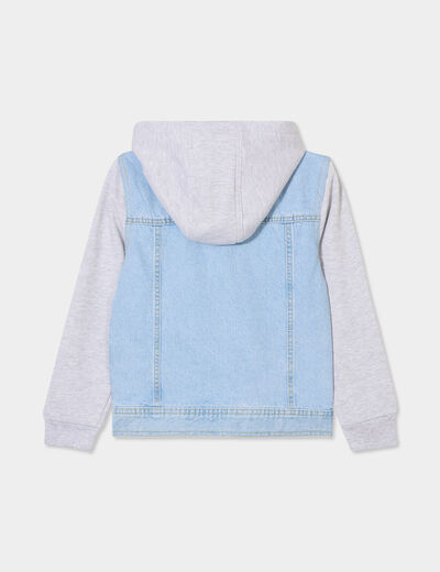 Veste en jean effet 2-en-1 à capuche denim triple stone garçon