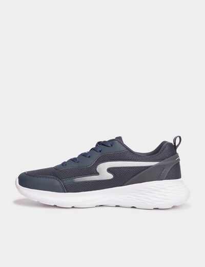 Baskets running &agrave; lacets bleu fonc&eacute; homme