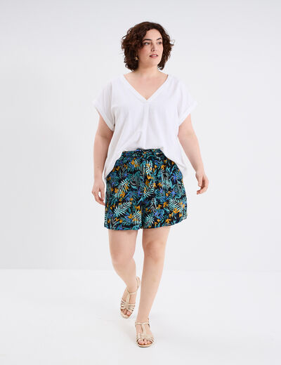 Short fluide ceinturé noir femme grande taille