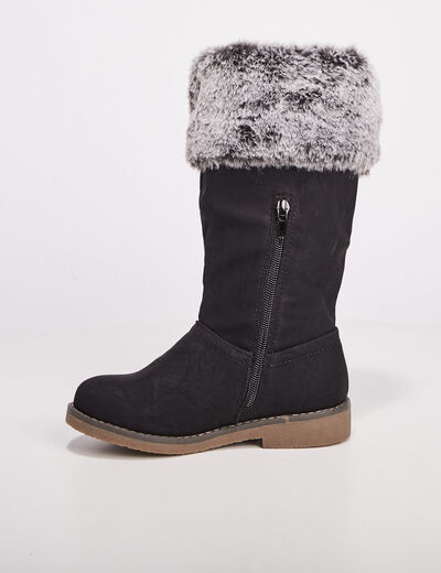 Bottes zippées avec pompons noir fille