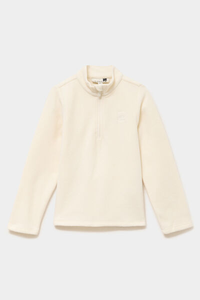 Sweat polaire col camionneur blanc mixte