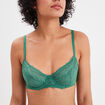 Soutien-gorge emboîtant micro dentelle vert menthe femme