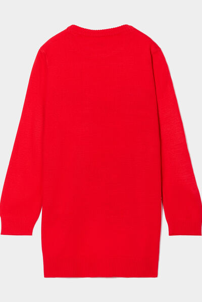 Robe pull manches longues Minnie rouge fille