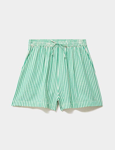 Short large taille &eacute;lastiqu&eacute;e vert femme