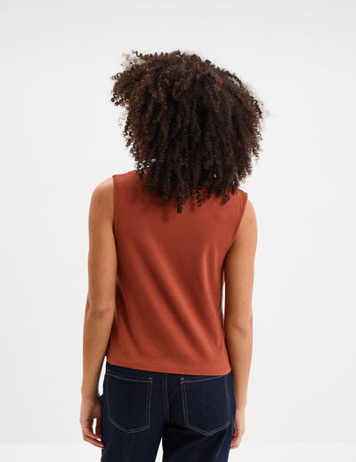 D&eacute;bardeur nou&eacute; effet dentelle macram&eacute; camel femme
