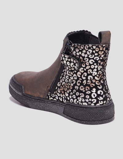 Bottillons pailletés en cuir Ariboot noir fille