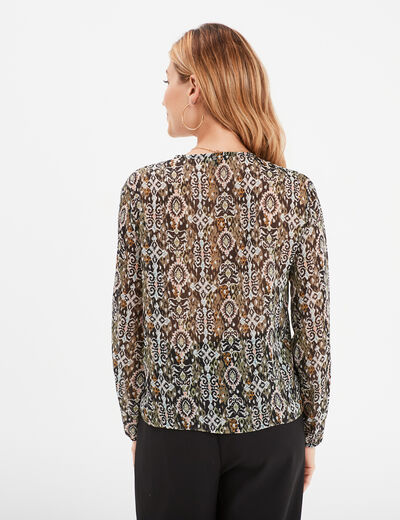 Blouse col en V manches longues Liberto noir femme