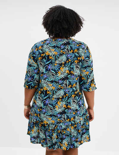 Robe évasée manches longues noir femme grande taille