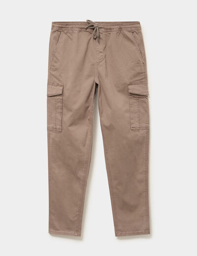 Pantalon cargo taille &eacute;lastiqu&eacute;e marron homme