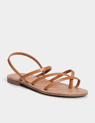Sandales plates marron femme