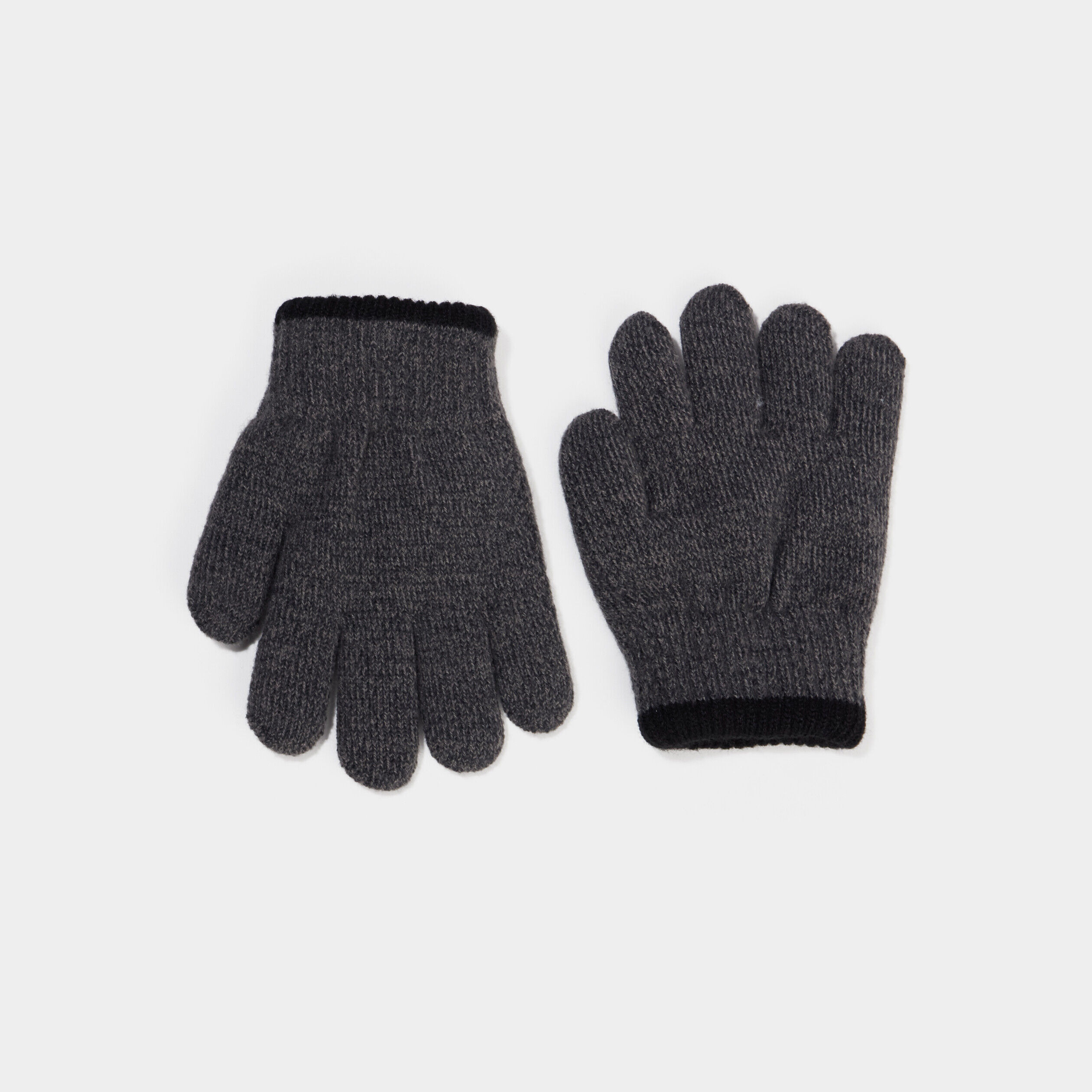 Gants tricotés gris foncé garçon LH