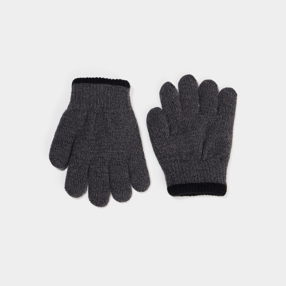 Gants tricot&eacute;s gris fonc&eacute; gar&ccedil;on