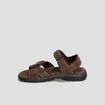 Sandales &agrave; scratchs en cuir marron homme