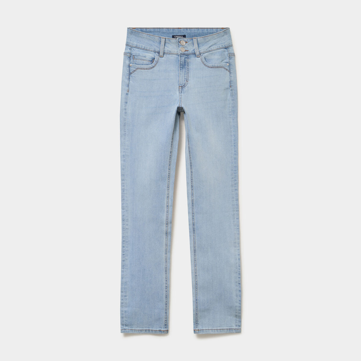 Jean denim droit en coton denim double stone femme