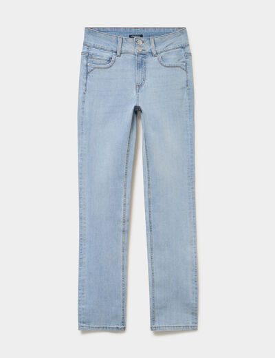 Jean denim droit en coton denim double stone femme