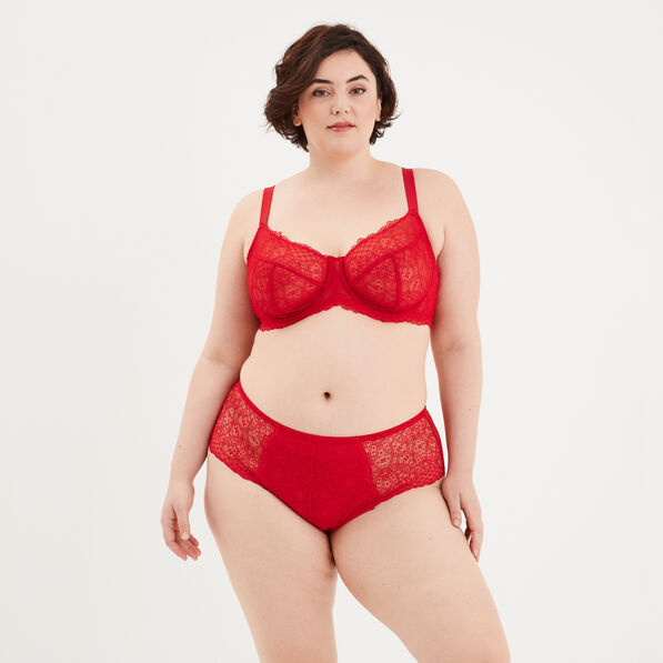 Soutien-gorge emboîtant en dentelle rouge femme grande taille