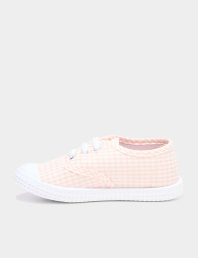 Tennis basses en toile &agrave; bout renforc&eacute; rose fille