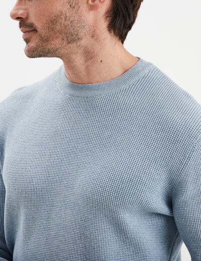 Pull avec col rond à relief bleu ciel homme