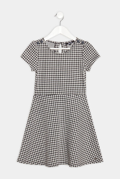 Robe patineuse à col rond ecru fille