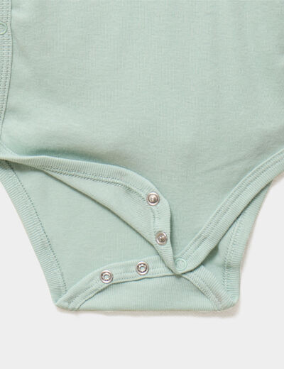 Lot 3 bodies crois&eacute;s manches longues vert pastel b&eacute;b&eacute;