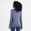 Pull col en V manches longues bleu gris femme